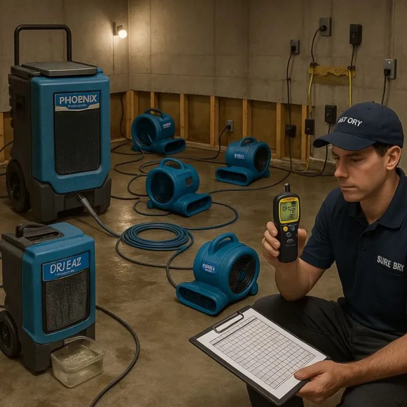 Structural Drying and Dehumidification process in West Chicago, IL